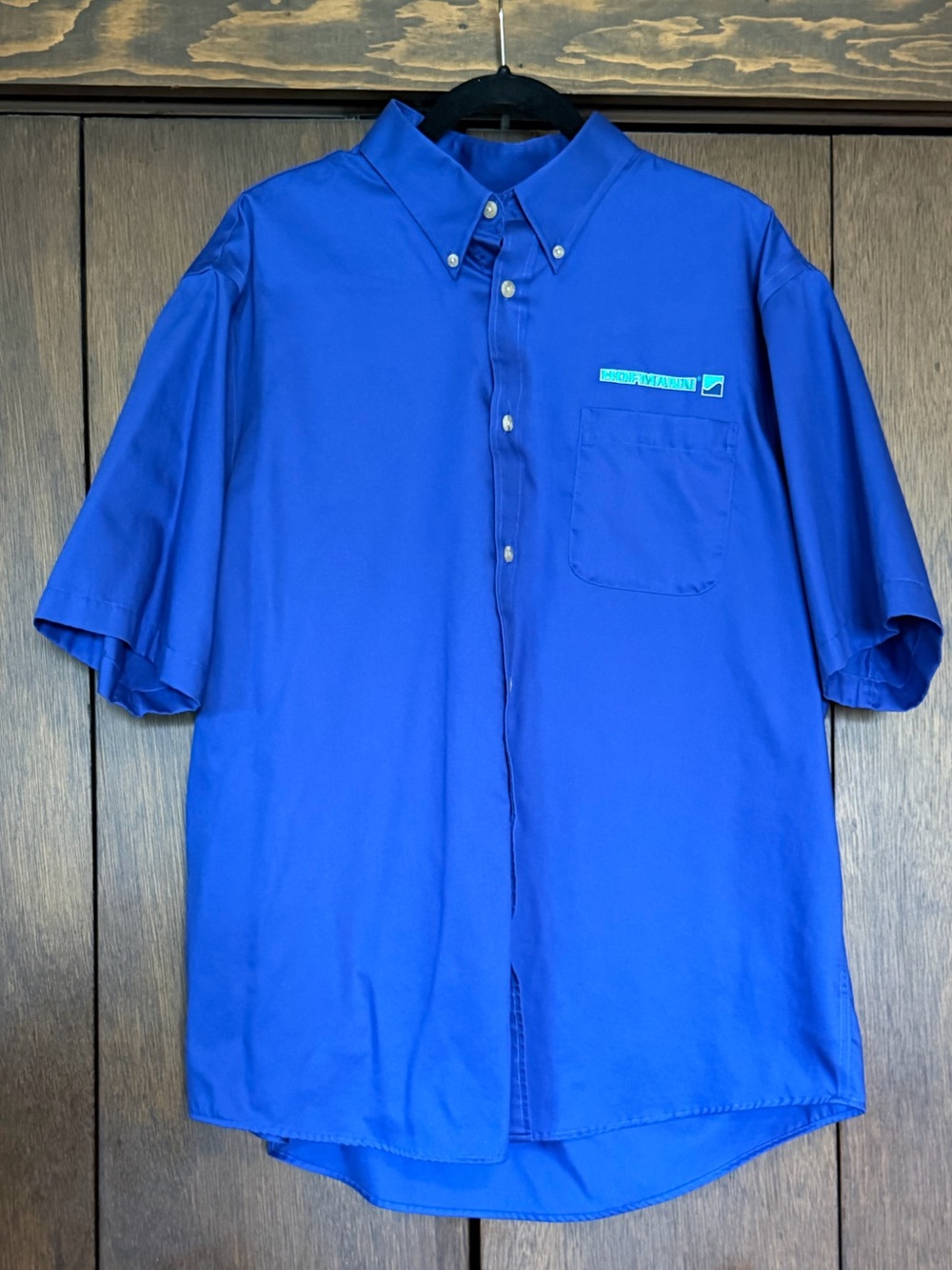 Men's Short-Sleeve Button-Down Shirt - Royal Blue - Hofmann branded